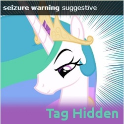 Size: 252x251 | Tagged: safe, edit, princess celestia, alicorn, pony, g4, female, meta, solo, spoiler tag, spoilered image joke