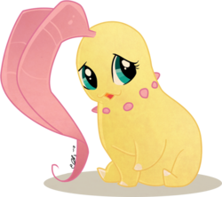 Size: 900x800 | Tagged: safe, artist:ellisarts, fluttershy, chikorita, g4, crossover, flutterita, pokefied, pokémon, simple background, solo, species swap, transparent background