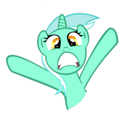 Size: 773x708 | Tagged: safe, lyra heartstrings, pony, unicorn, g4, bust, female, frown, inverted mouth, mare, open mouth, raised hooves, simple background, solo, transparent background