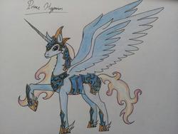 Size: 960x720 | Tagged: safe, artist:raging-muffins, oc, oc only, alicorn, pony, alicorn oc, armor, traditional art