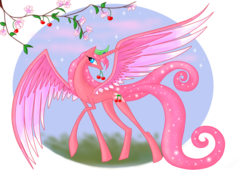 Size: 900x611 | Tagged: safe, artist:vitannyy, oc, oc only, alicorn, pony, alicorn oc, cherry