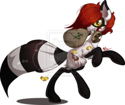 Size: 800x675 | Tagged: dead source, safe, artist:ruaniamh, oc, oc only, earth pony, pony, bits, deviantart watermark, obtrusive watermark, solo, thief, watermark