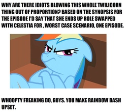 Size: 1122x988 | Tagged: safe, rainbow dash, g4, magical mystery cure, alicorn drama, text