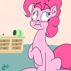 Size: 2000x2000 | Tagged: safe, artist:dzone16, pinkie pie, g4, blushing, cookie, scrunchy face