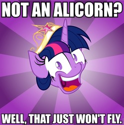 Size: 960x962 | Tagged: safe, twilight sparkle, alicorn, pony, g4, advice meme, advice twilicorn, alicorn drama, exploitable meme, meme, pun, shameless forced meme, twilight sparkle (alicorn)