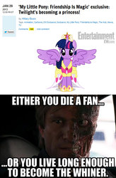 Size: 499x762 | Tagged: safe, twilight sparkle, alicorn, pony, g4, aaron eckhart, alicorn drama, batman, harvey dent, image macro, the dark knight, twilight sparkle (alicorn), two-face