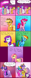 Size: 1230x3063 | Tagged: safe, artist:jitterbugjive, applejack, fluttershy, pinkie pie, rainbow dash, rarity, twilight sparkle, alicorn, earth pony, pegasus, pony, unicorn, g4, magical mystery cure, big crown thingy, blushing, comic, crown, dear princess twilight, dialogue, feels, female, friendship report, implied spike, jewelry, letter, levitation, magic, magic aura, mane six, mare, quill, regalia, telekinesis, twilight sparkle (alicorn), winghug