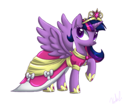 Size: 750x634 | Tagged: safe, artist:sanraia, twilight sparkle, alicorn, pony, g4, clothes, coronation dress, dress, element of magic, elements of harmony, female, mare, princess, simple background, solo, transparent background, twilight sparkle (alicorn)