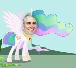 Size: 400x360 | Tagged: safe, edit, edited screencap, screencap, original species, human head pony, g4, carl sagan, reddit, solo