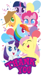 Size: 1800x3300 | Tagged: safe, artist:angelemlin, applejack, fluttershy, pinkie pie, rainbow dash, rarity, twilight sparkle, g4, balloon, confetti, mane six, smiling