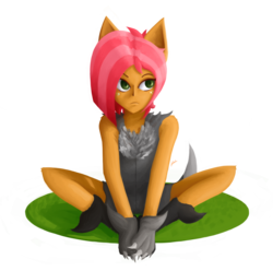 Size: 4121x4087 | Tagged: safe, artist:kartprowler, babs seed, earth pony, anthro, g4, absurd resolution, animal costume, big babs wolf, clothes, costume, human facial structure, wolf costume