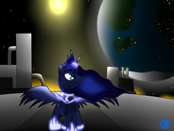 Size: 1400x1050 | Tagged: safe, artist:mechashockwave, princess luna, pony, g4, factory, female, future, moon, solo