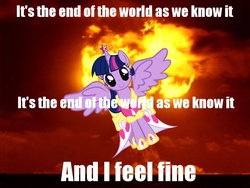 Size: 1024x768 | Tagged: safe, twilight sparkle, alicorn, pony, g4, alicorn drama, female, mare, r.e.m., twilight sparkle (alicorn)