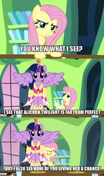 Size: 1280x2160 | Tagged: safe, discord, fluttershy, twilight sparkle, alicorn, pony, g4, keep calm and flutter on, alicorn drama, female, image macro, mare, metaphor, twilight sparkle (alicorn)