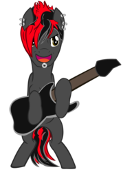 Size: 900x1254 | Tagged: safe, artist:likonan, earth pony, pony, bipedal, celldweller, electricity, electro-metal, guitar, industrial, klayton, male, metal, music, musical instrument, ponified, rock (music), simple background, stallion, transparent background