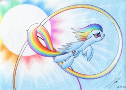 Size: 1674x1189 | Tagged: safe, artist:jacquibim, rainbow dash, g4, sonic rainboom, traditional art