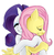 Size: 639x651 | Tagged: safe, artist:sominekui, fluttershy, rarity, g4, eyes closed, female, heartwarming, hug, lesbian, ship:flarity, shipping, smiling