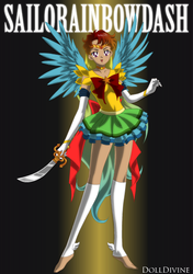 Size: 397x565 | Tagged: safe, artist:angleyck24, rainbow dash, human, g4, humanized, ponified, sailor moon (series), skinny, thin, winged humanization