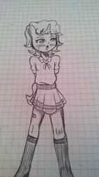 Size: 2000x3552 | Tagged: safe, oc, oc only, unicorn, anthro, ambiguous facial structure, clothes, school uniform, schoolgirl