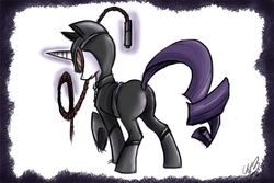 Size: 1000x667 | Tagged: safe, artist:romaniz, rarity, pony, g4, catwoman, crossover, female, solo