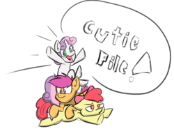 Size: 1094x822 | Tagged: safe, artist:cider, apple bloom, scootaloo, sweetie belle, g4, cutie mark crusaders, pony pile, simple background, transparent background