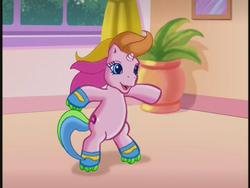 Size: 640x480 | Tagged: safe, screencap, rarity (g3), g3, the runaway rainbow, bipedal, i just wanna have fun (song), roller skates