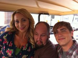 Size: 400x298 | Tagged: safe, human, barely pony related, big time rush, irl, irl human, kendall schmidt, photo, stephen kramer glickman, tara strong