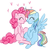 Size: 615x599 | Tagged: safe, artist:missmagikarp, pinkie pie, rainbow dash, pony, g4, boop, cute, dashabetes, diapinkes, female, grin, happy, heart, lesbian, mare, nuzzling, ship:pinkiedash, shipping, spread wings