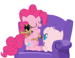 Size: 837x645 | Tagged: safe, artist:seaandsunshine, pinkie pie, earth pony, jigglypuff, pony, sandile, g4, couch, crossover, eyes closed, female, mare, pokémon, simple background, transparent background, trio, vector