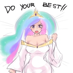 Size: 800x800 | Tagged: source needed, safe, artist:humanized-equestria, princess celestia, human, g4, breasts, busty princess celestia, cleavage, female, humanized, solo