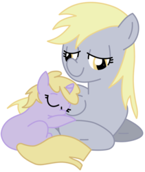 Size: 1098x1300 | Tagged: safe, artist:bloodey3, derpy hooves, dinky hooves, g4, blank flank, equestria's best mother, filly, sleeping