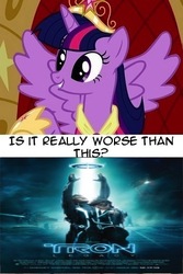 Size: 310x464 | Tagged: safe, twilight sparkle, g4, alicorn drama, is it really worse, op is a duck, op is trying to start shit, tron, tron legacy