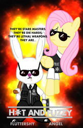 Size: 2258x3458 | Tagged: safe, artist:reakkorshrike, angel bunny, fluttershy, g4, hot fuzz, parody