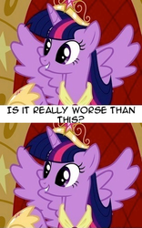 Size: 309x494 | Tagged: safe, twilight sparkle, alicorn, pony, g4, alicorn drama, female, is it really worse, mare, twilight sparkle (alicorn)