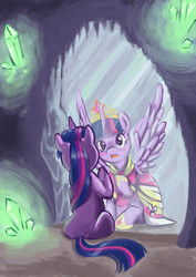 Size: 2480x3508 | Tagged: safe, artist:colourbee, twilight sparkle, alicorn, pony, g4, clothes, coronation dress, dress, elements of harmony, reflection, twilight sparkle (alicorn)