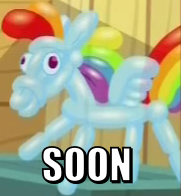 Size: 181x196 | Tagged: safe, rainbow dash, g4, balloon, balloon animal, balloon rainbow dash, soon