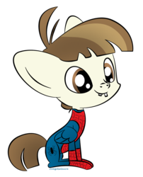 Size: 1121x1384 | Tagged: safe, artist:zomgitsalaura, featherweight, pegasus, pony, g4, colt, cosplay, crossover, foal, male, simple background, solo, spider-man, spidercolt, transparent background