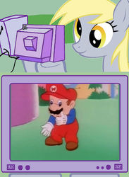 Size: 563x771 | Tagged: safe, derpy hooves, pegasus, pony, g4, derp, exploitable meme, female, male, mare, mario, nintendo, super mario, super mario world, tv meme