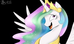 Size: 2500x1500 | Tagged: safe, artist:daughter-of-fantasy, princess celestia, alicorn, pony, g4, female, simple background, solo, trollestia