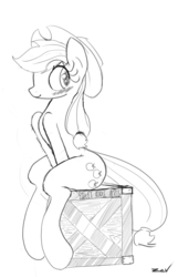 Size: 642x997 | Tagged: safe, artist:zev, applejack, g4, grayscale, monochrome, sketch