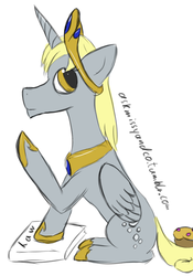 Size: 560x800 | Tagged: safe, artist:askmissyandco, derpy hooves, alicorn, pony, g4, 30 minute art challenge, alicornified, derpicorn, muffin queen, race swap