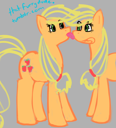 Size: 1139x1262 | Tagged: safe, artist:thatfurrydude, applejack, g4, 30 minute art challenge, clone, licking