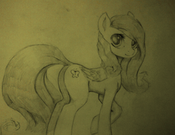 Size: 955x737 | Tagged: safe, artist:justpony, fluttershy, pegasus, pony, g4, cute, female, mare, traditional art