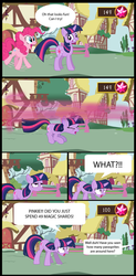 Size: 950x1935 | Tagged: safe, artist:ponysalute, gameloft, pinkie pie, twilight sparkle, g4, breaking the bank, comic, crack is cheaper