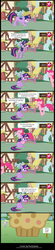 Size: 933x4235 | Tagged: safe, artist:ponysalute, gameloft, derpy hooves, pinkie pie, twilight sparkle, earth pony, pegasus, pony, unicorn, g4, breaking the bank, comic, crack is cheaper, female, mare, muffin, unicorn twilight