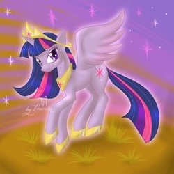 Size: 912x912 | Tagged: safe, artist:imanika, twilight sparkle, alicorn, pony, g4, big crown thingy, female, jewelry, mare, regalia, smiling, solo, twilight sparkle (alicorn)