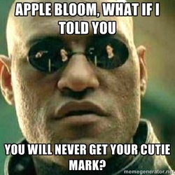 Size: 400x400 | Tagged: safe, apple bloom, g4, barely pony related, cutie mark, meme, morpheus, the matrix, what if i told you