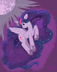 Size: 1024x1280 | Tagged: safe, artist:ribbonoutsider, twilight sparkle, alicorn, pony, g4, moon, twilight sparkle (alicorn)