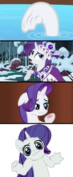 Size: 500x1219 | Tagged: safe, edit, edited screencap, screencap, princess platinum, rarity, pony, unicorn, g4, green isn't your color, hearth's warming eve (episode), magic duel, :i, comic, female, funny, funny as hell, hearth's warming eve, hooves, looking at you, prunity, pruny, screencap comic, shrug, shrugpony, solo