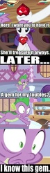 Size: 430x1498 | Tagged: safe, rarity, spike, g4, comic, continuity, gem, image macro